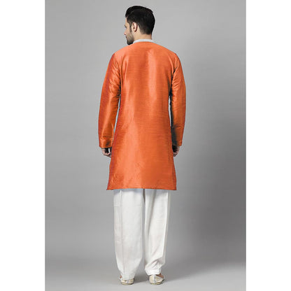 UTSAV FASHION Orange Embellished Pleated Straight Kurta with Salwar