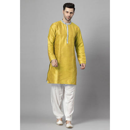 UTSAV FASHION Yellow Embellished Pleated Straight Kurta with Salwar