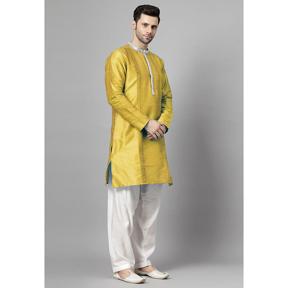 UTSAV FASHION Yellow Embellished Pleated Straight Kurta with Salwar