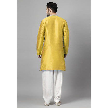 UTSAV FASHION Yellow Embellished Pleated Straight Kurta with Salwar