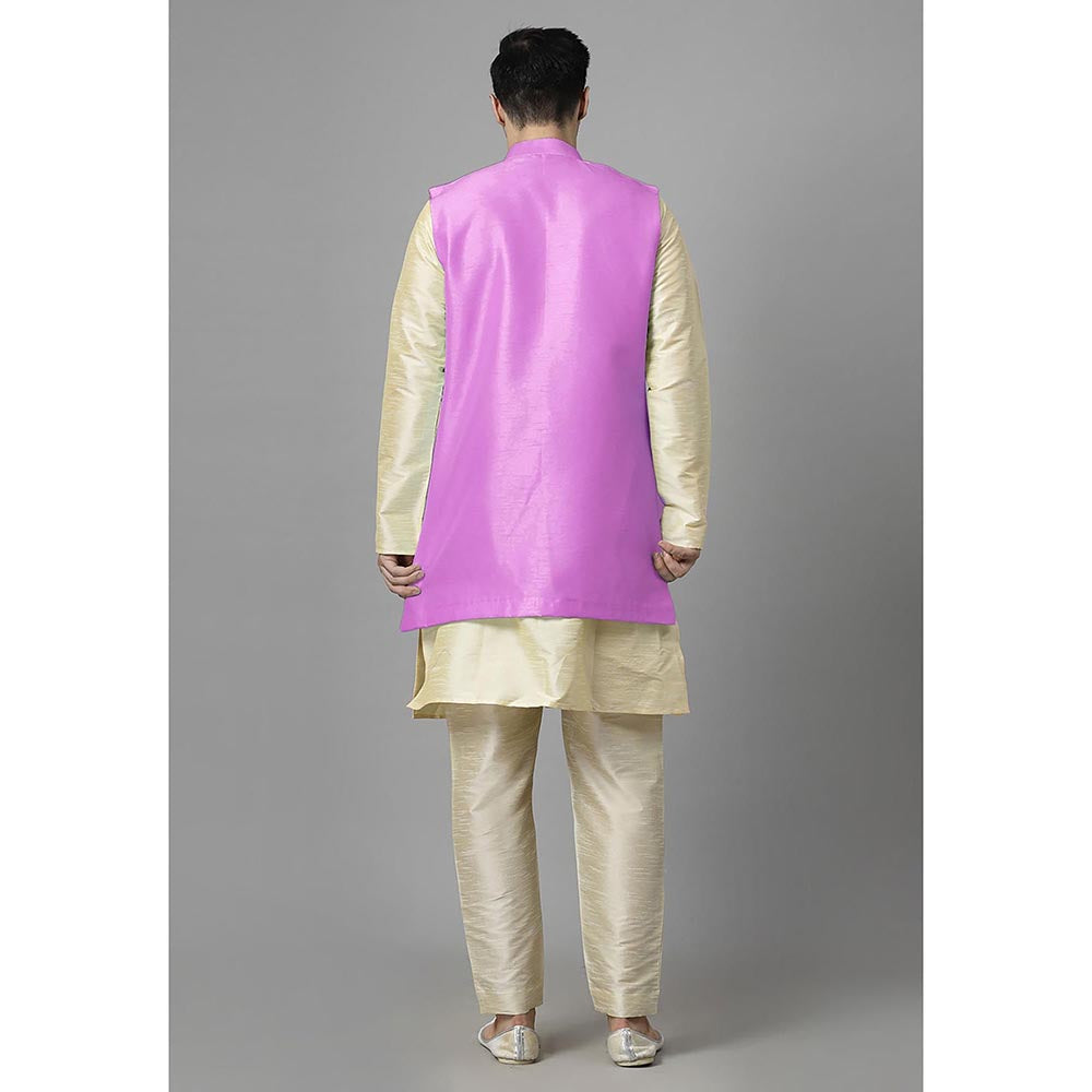 UTSAV FASHION Men Purple Ethnic Beads and Stones Kurta Pant and Jacket