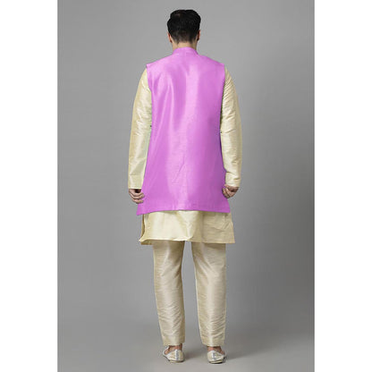UTSAV FASHION Men Purple Ethnic Beads and Stones Kurta Pant and Jacket