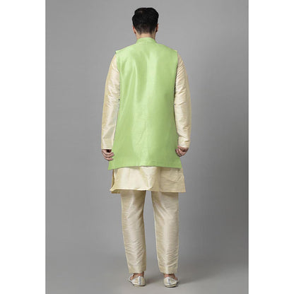 UTSAV FASHION Men Green Ethnic Beads and Stones Kurta Pant and Jacket