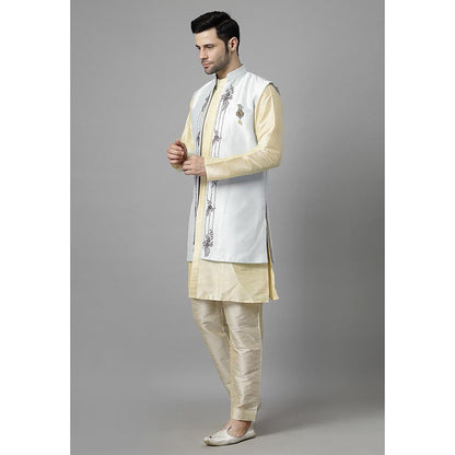 UTSAV FASHION Men Blue Ethnic Beads and Stones Kurta Pant and Jacket