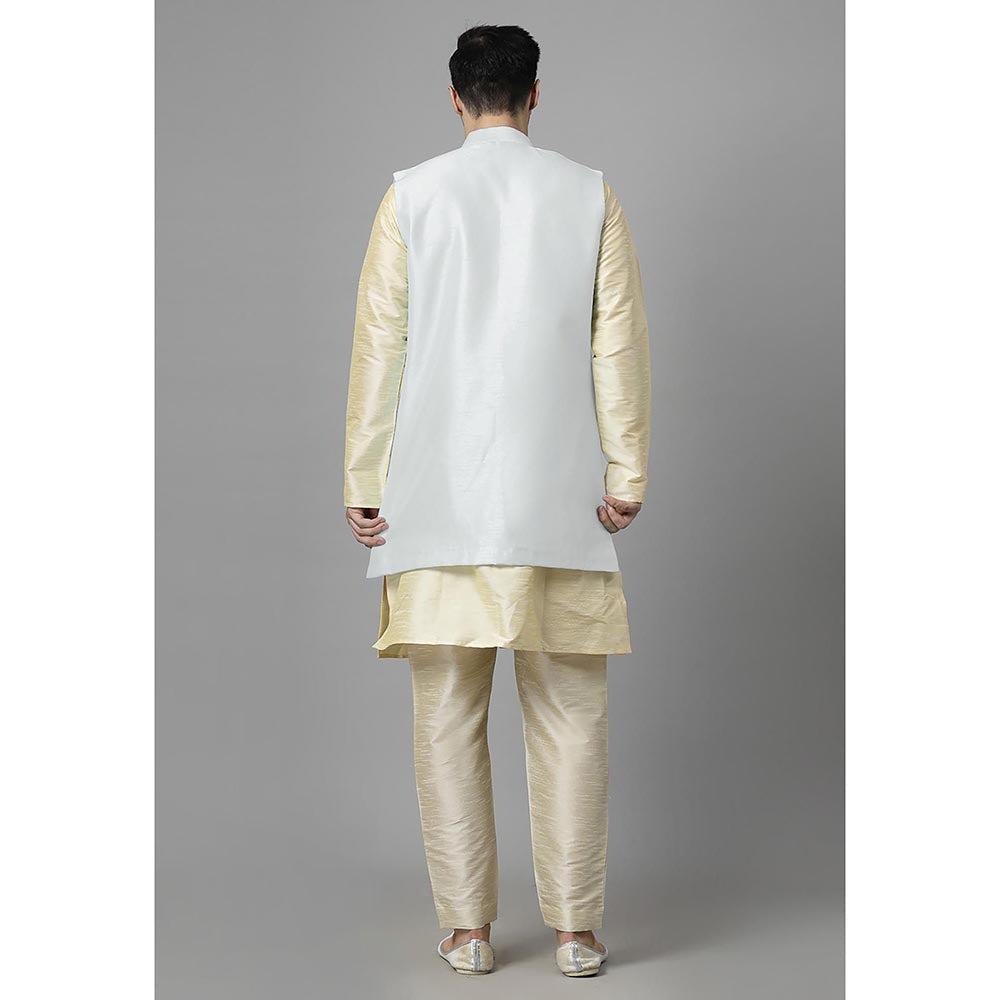 UTSAV FASHION Men Blue Ethnic Beads and Stones Kurta Pant and Jacket