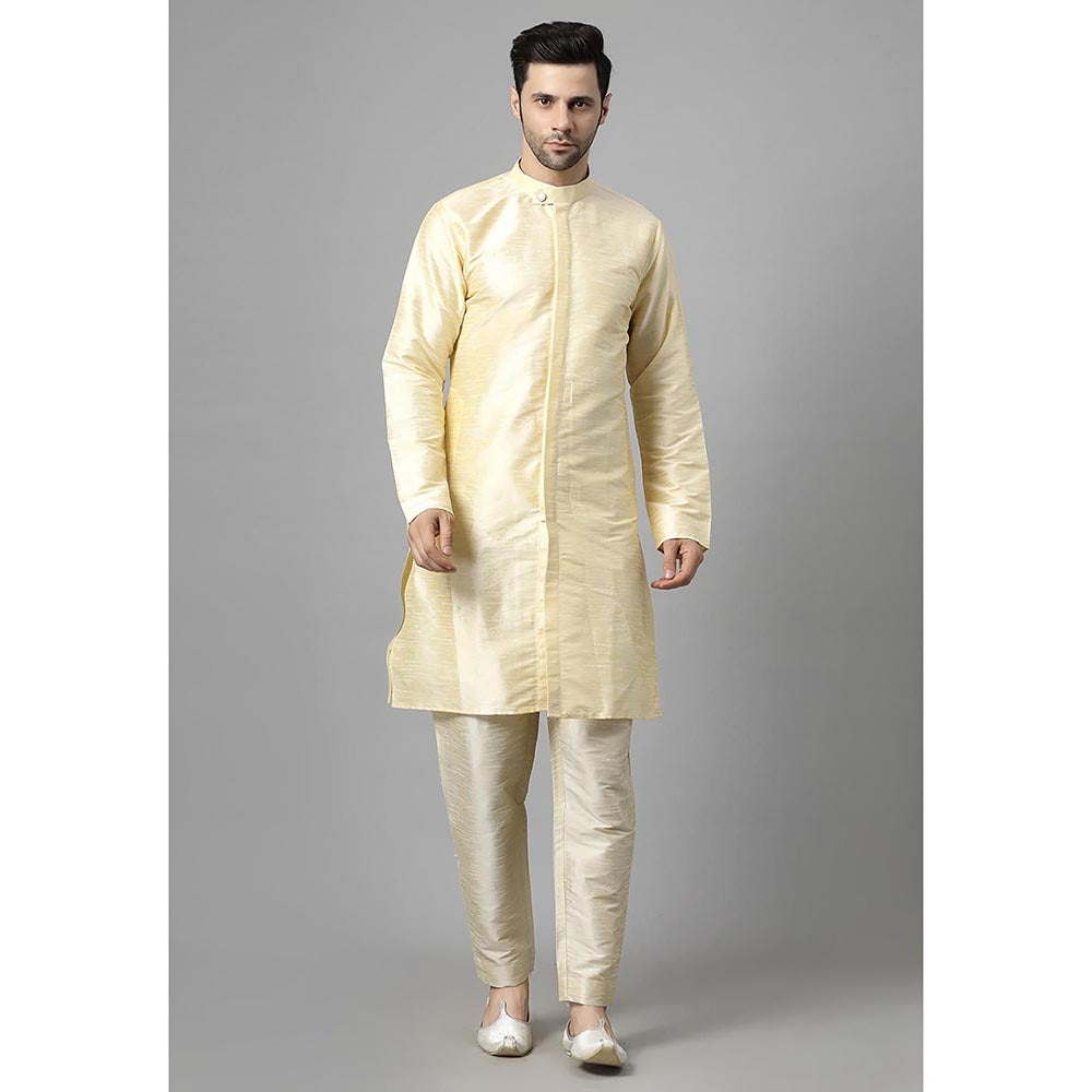 UTSAV FASHION Men Blue Ethnic Beads and Stones Kurta Pant and Jacket
