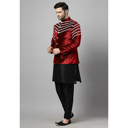 UTSAV FASHION Men Red Kurta Pant and Jacket