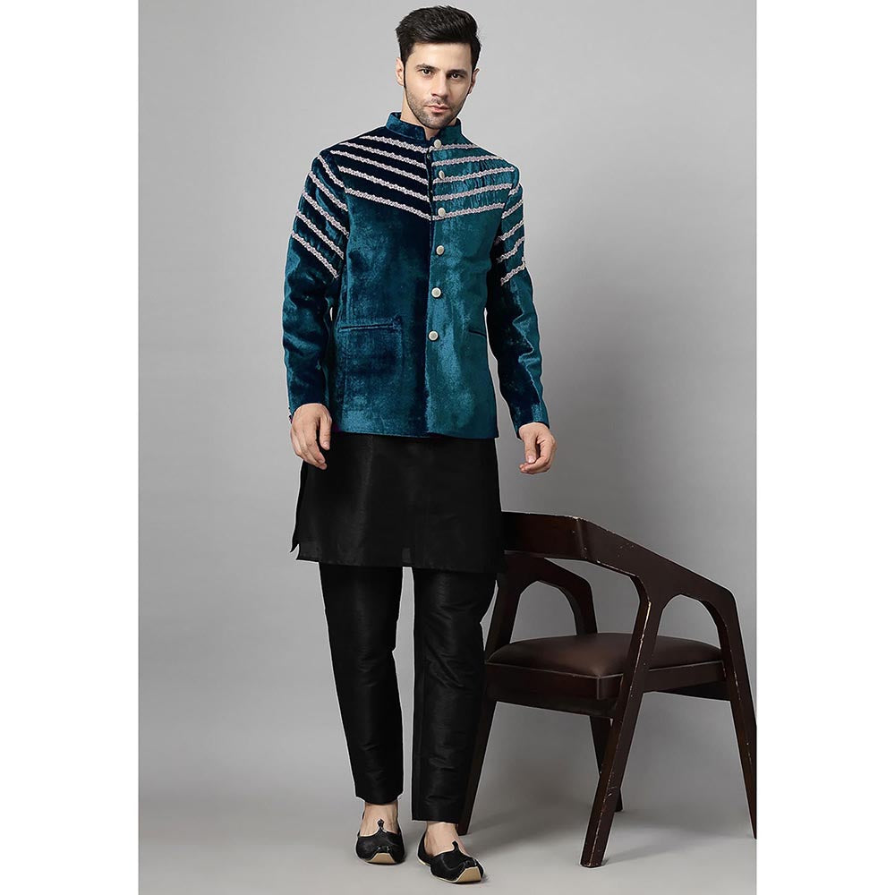 UTSAV FASHION Men Teal Kurta Pant and Jacket