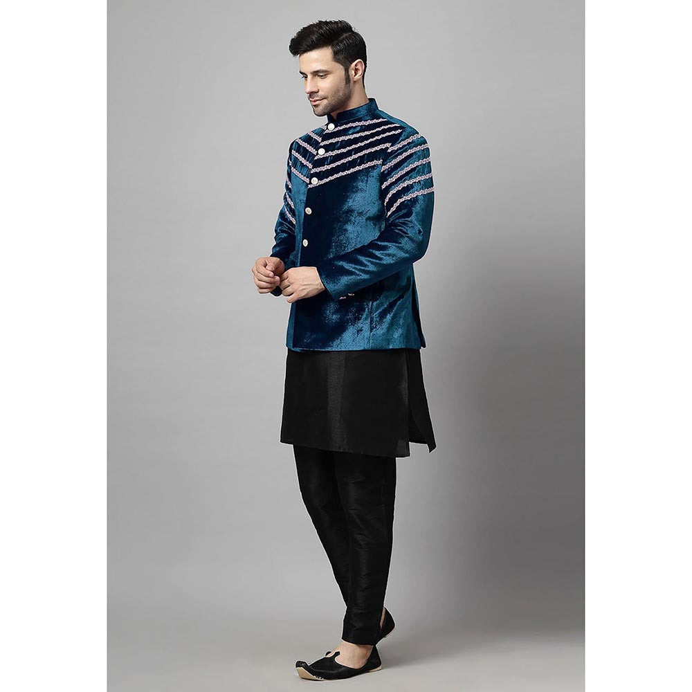 UTSAV FASHION Men Teal Kurta Pant and Jacket