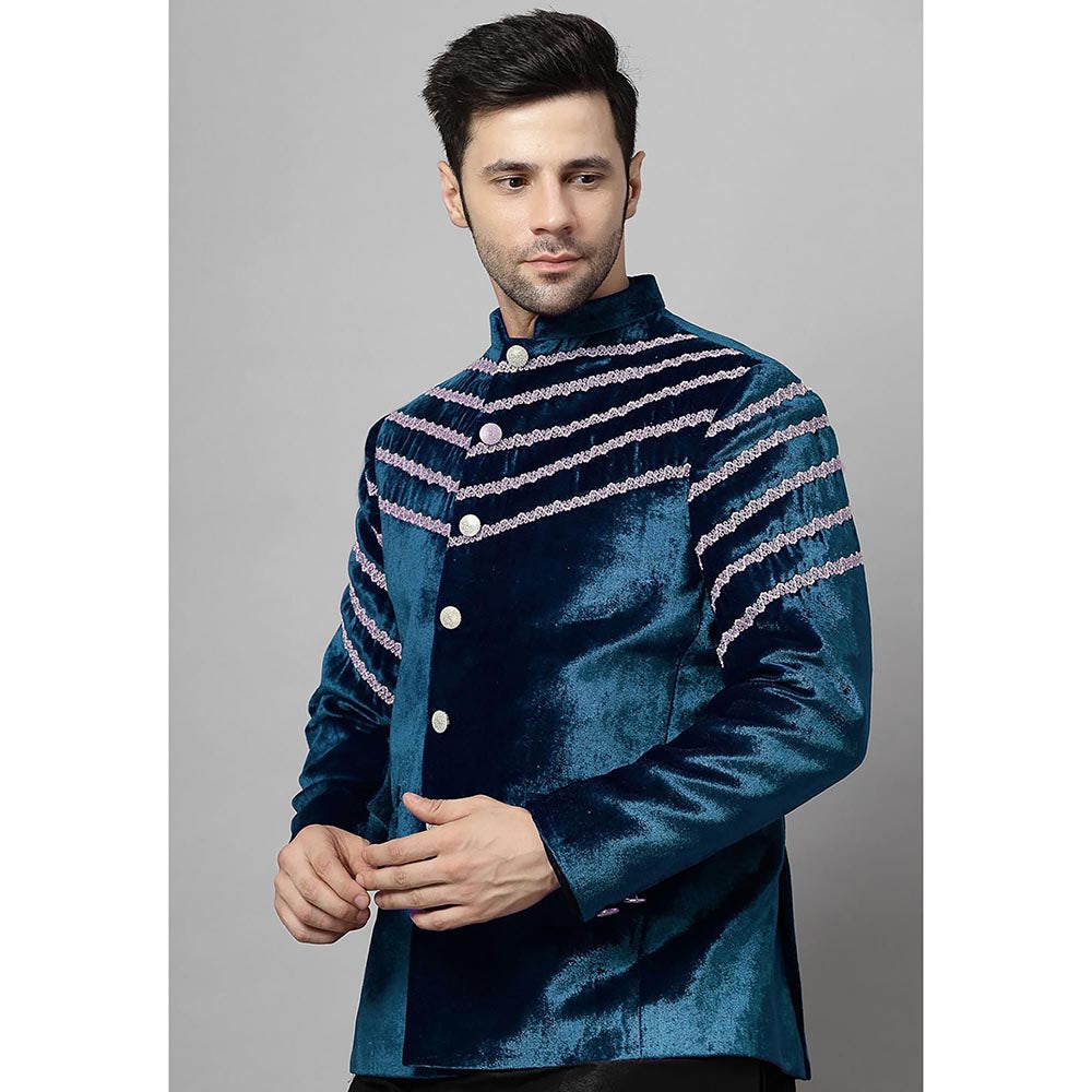 UTSAV FASHION Men Teal Kurta Pant and Jacket
