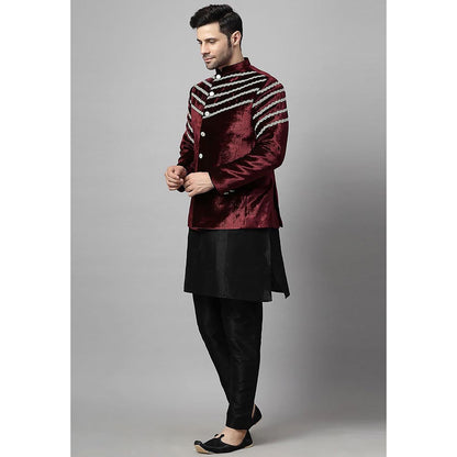 UTSAV FASHION Men Maroon Kurta Pant and Jacket