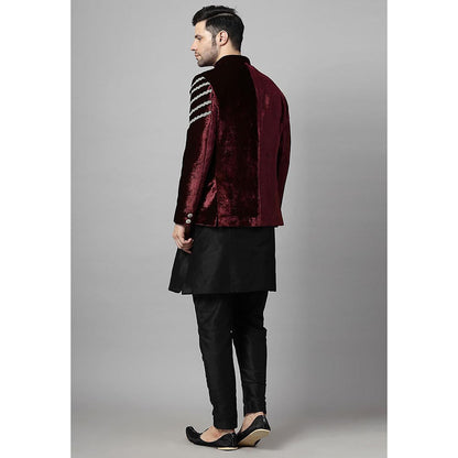 UTSAV FASHION Men Maroon Kurta Pant and Jacket