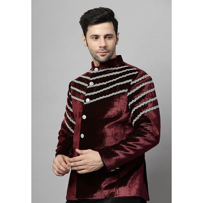 UTSAV FASHION Men Maroon Kurta Pant and Jacket