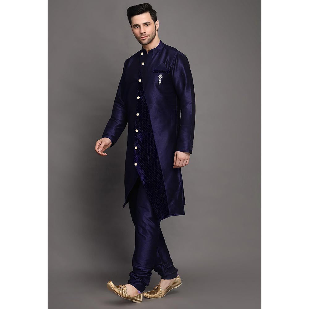 UTSAV FASHION Purple Mandarin Collar Kurta with Churidar