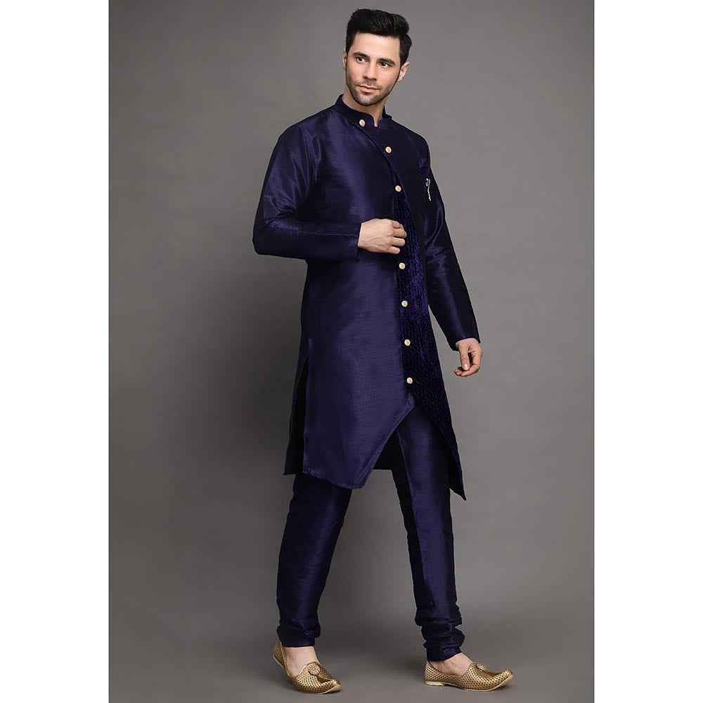 UTSAV FASHION Purple Mandarin Collar Kurta with Churidar
