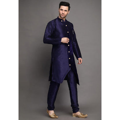 UTSAV FASHION Purple Mandarin Collar Kurta with Churidar