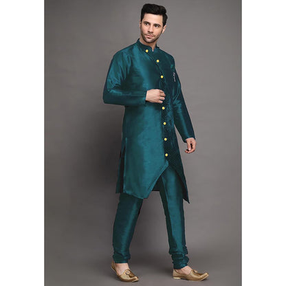 UTSAV FASHION Teal Mandarin Collar Kurta with Churidar
