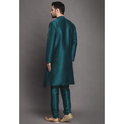 UTSAV FASHION Teal Mandarin Collar Kurta with Churidar