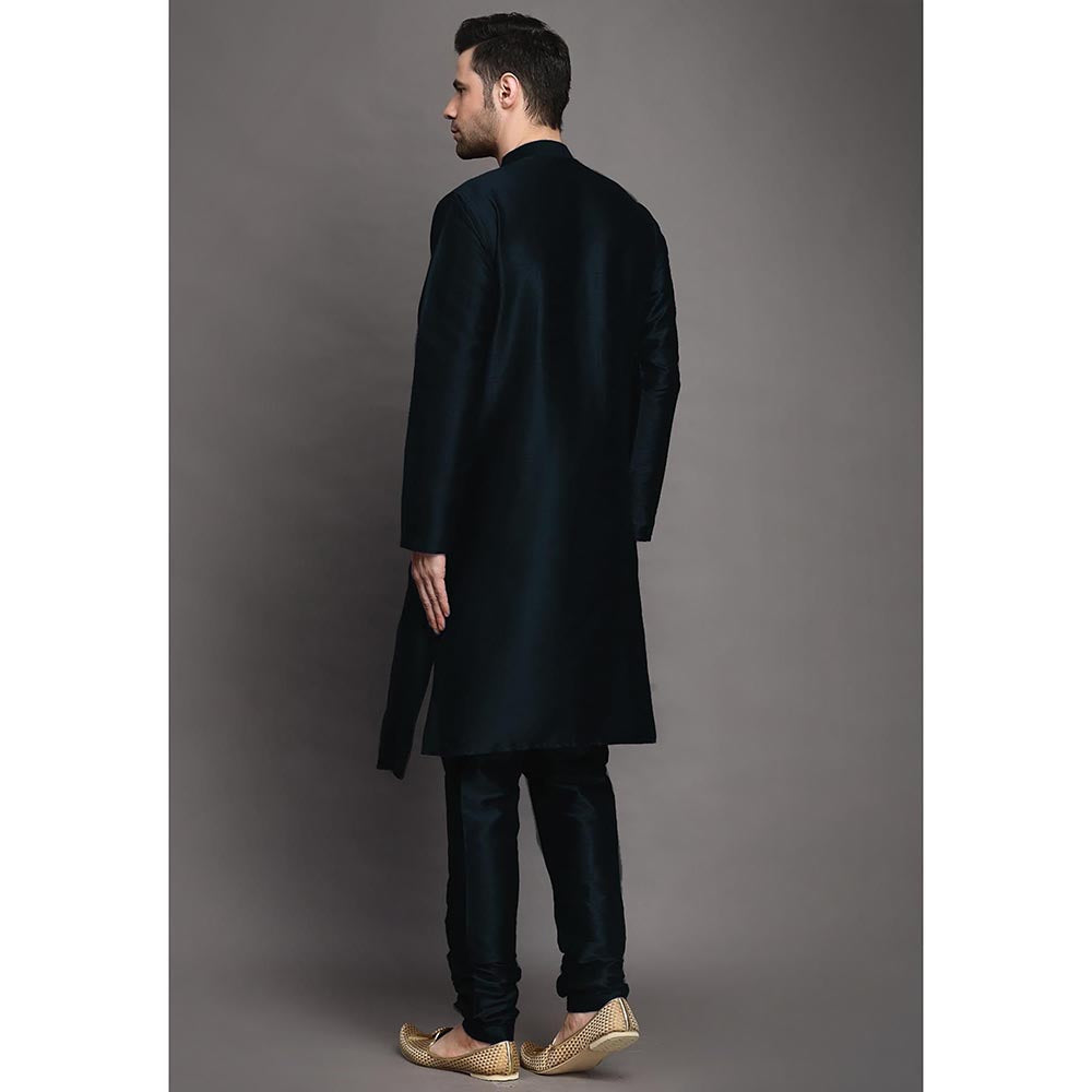 UTSAV FASHION Black Mandarin Collar Kurta with Churidar