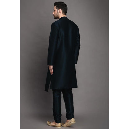 UTSAV FASHION Black Mandarin Collar Kurta with Churidar