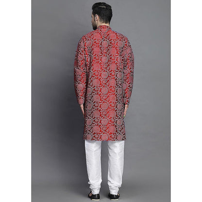 UTSAV FASHION Maroon Woven Design Straight Kurta with Churidar