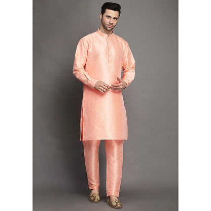 UTSAV FASHION Peach Mandarin Collar Straight Kurta and Pant
