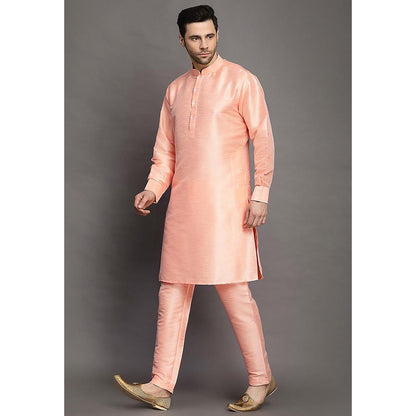 UTSAV FASHION Peach Mandarin Collar Straight Kurta and Pant