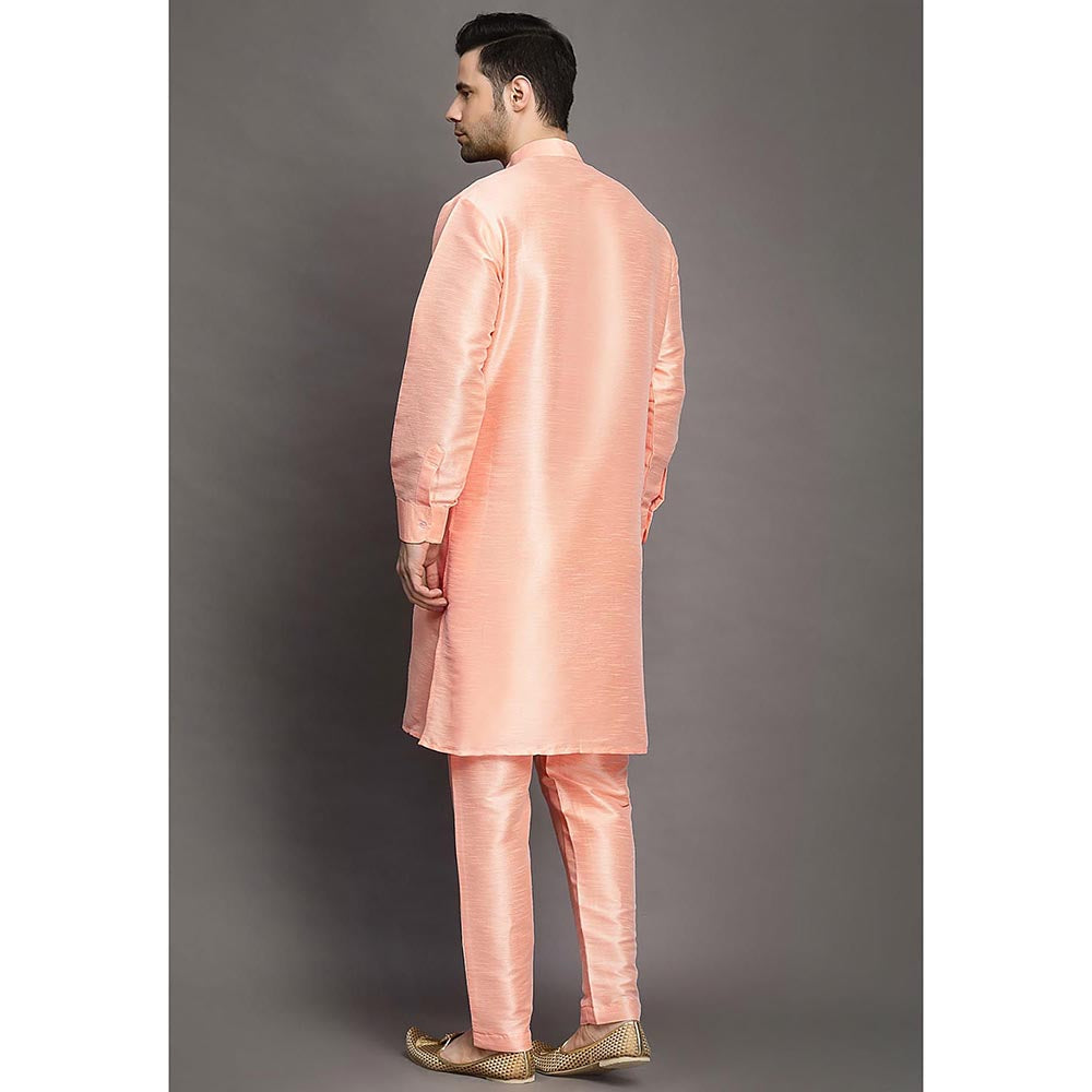 UTSAV FASHION Peach Mandarin Collar Straight Kurta and Pant