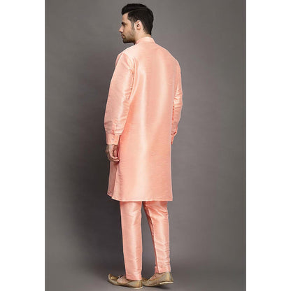 UTSAV FASHION Peach Mandarin Collar Straight Kurta and Pant
