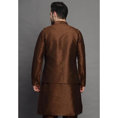 UTSAV FASHION Brown Mandarin Collar Straight Kurta and Pant