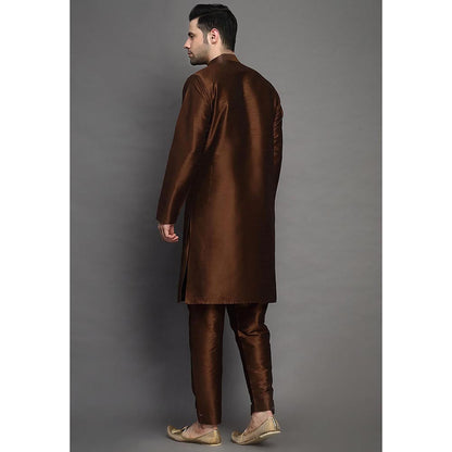 UTSAV FASHION Brown Mandarin Collar Straight Kurta and Pant
