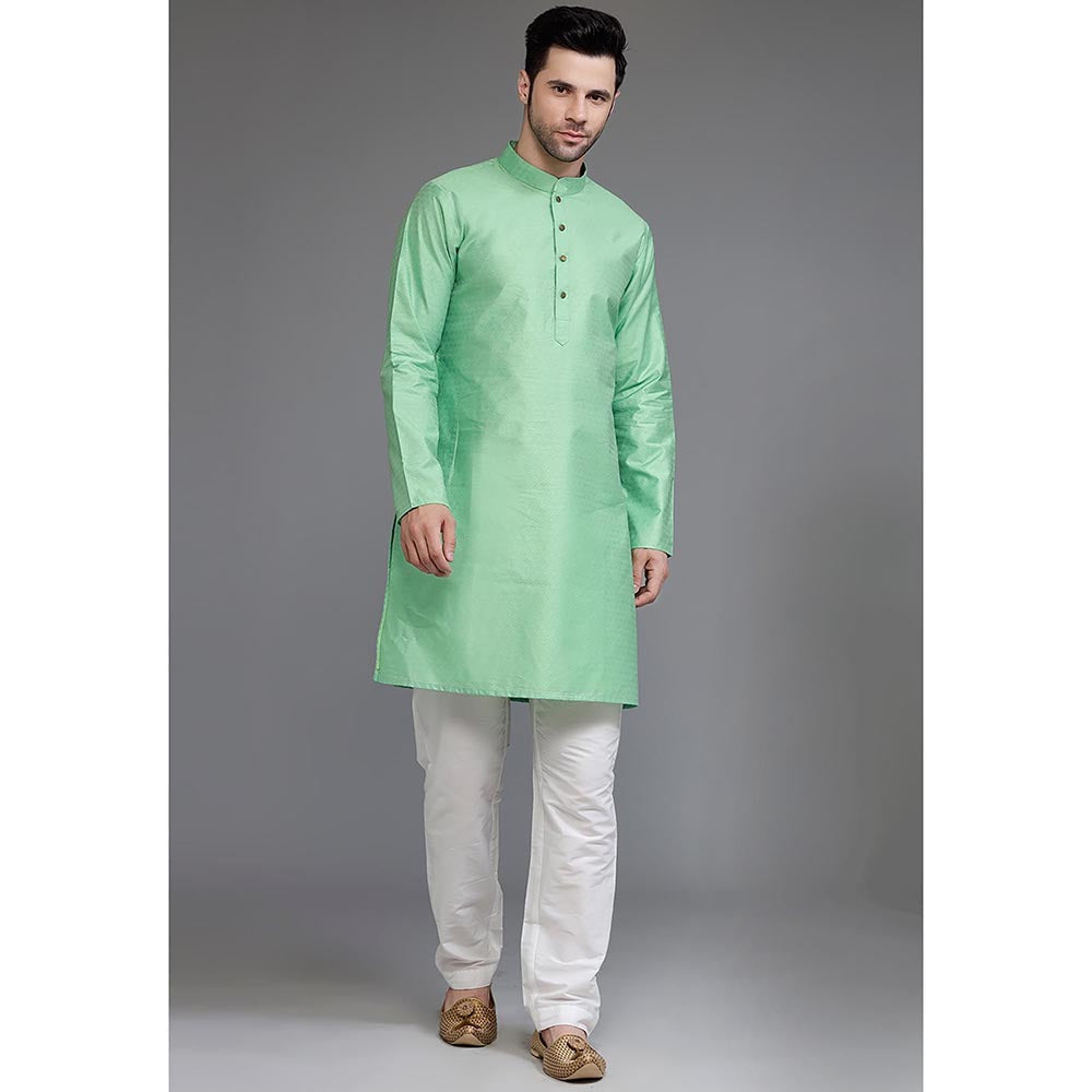 UTSAV FASHION Woven Mandarin Collar Straight Kurta and Pant