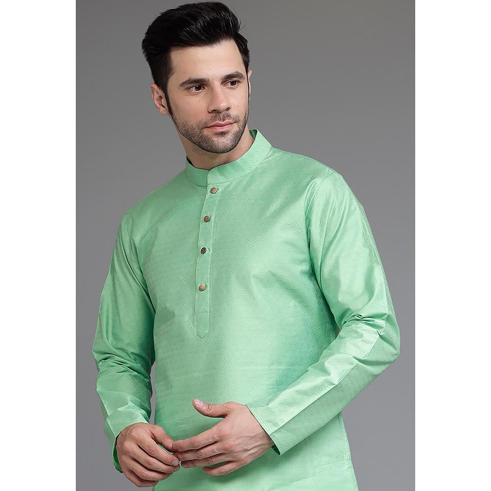 UTSAV FASHION Woven Mandarin Collar Straight Kurta and Pant