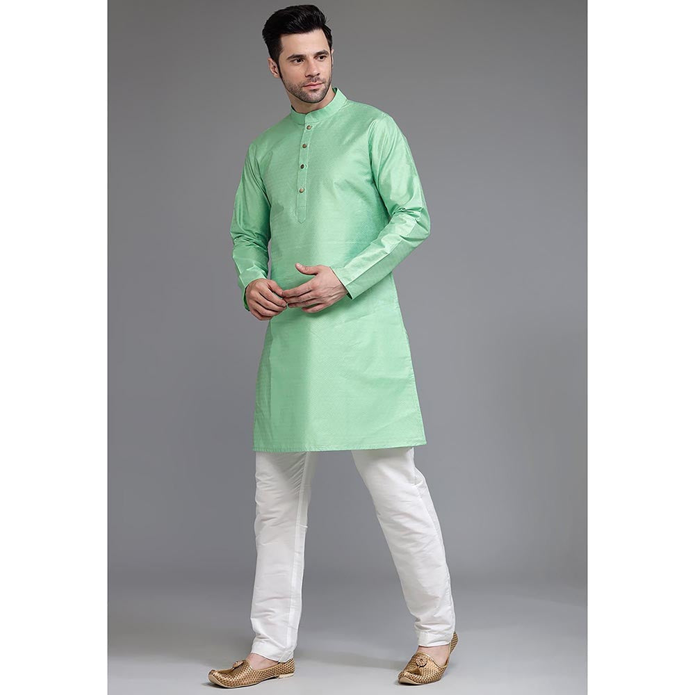 UTSAV FASHION Woven Mandarin Collar Straight Kurta and Pant