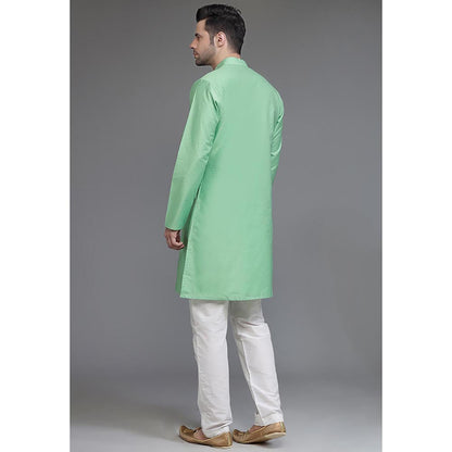 UTSAV FASHION Woven Mandarin Collar Straight Kurta and Pant