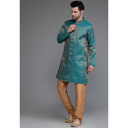 UTSAV FASHION Woven Mandarin Collar Zari Kurta with Churidar