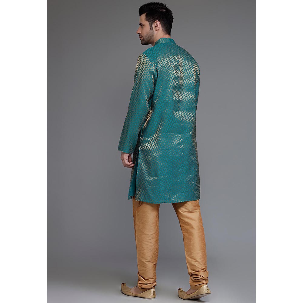 UTSAV FASHION Woven Mandarin Collar Zari Kurta with Churidar