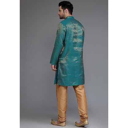 UTSAV FASHION Woven Mandarin Collar Zari Kurta with Churidar