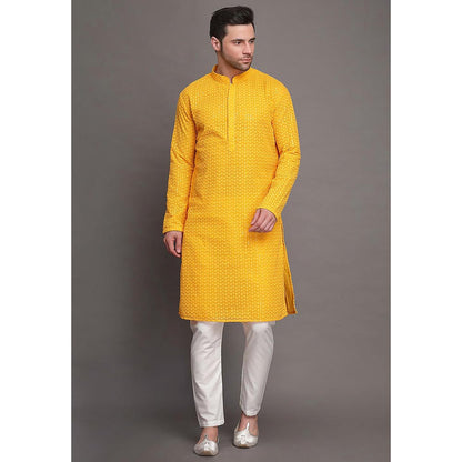 UTSAV FASHION Mandarin Collar Embroidered Kurta and Pant