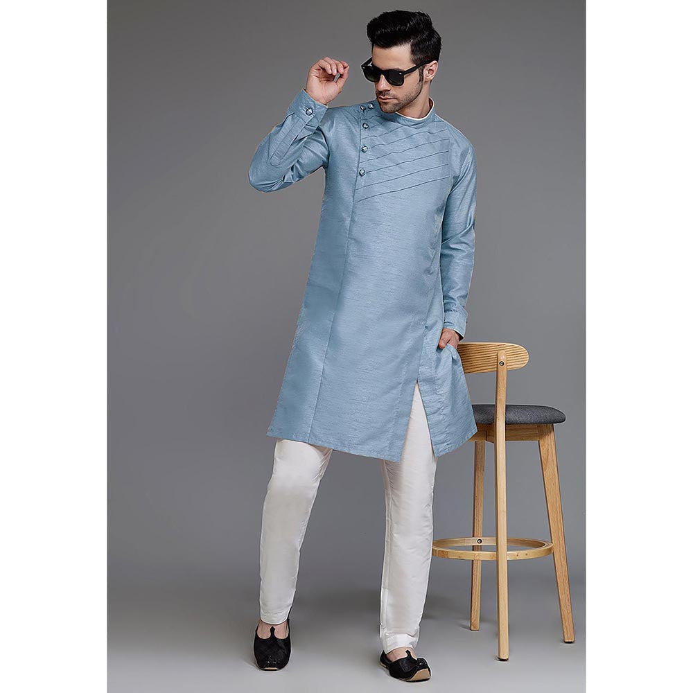 UTSAV FASHION Band Collar Long Sleeves Straight Kurta and Pant