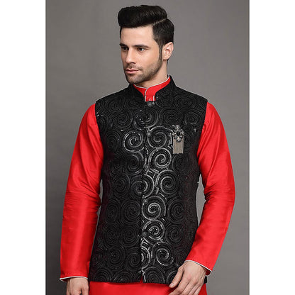 UTSAV FASHION Mandarin Collar Straight Kurta Pant and Jacket with Dupatta