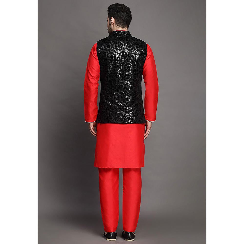 UTSAV FASHION Mandarin Collar Straight Kurta Pant and Jacket with Dupatta