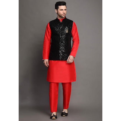 UTSAV FASHION Mandarin Collar Straight Kurta Pant and Jacket with Dupatta