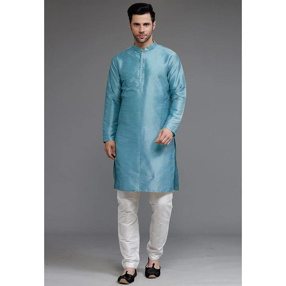 UTSAV FASHION Teal Mandarin Collar Kurta and Pant