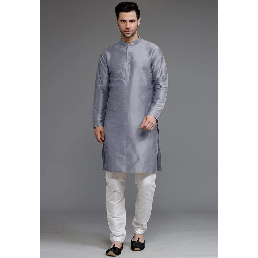 UTSAV FASHION Grey Mandarin Collar Kurta and Pant