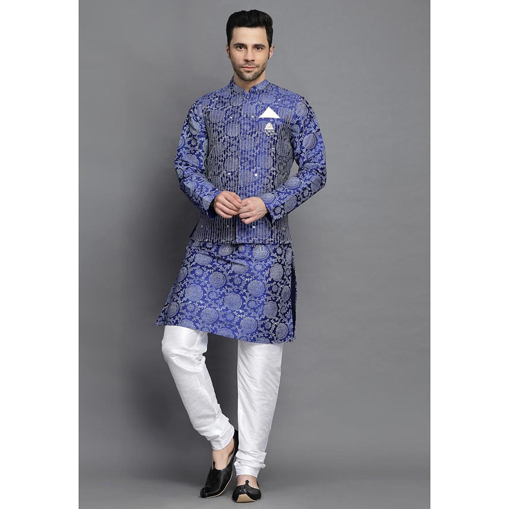 UTSAV FASHION Mandarin Collar Kurta Churidar and Nehru Jacket