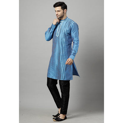 UTSAV FASHION Men Yoke Mirror Work Silk Kurta with Pant