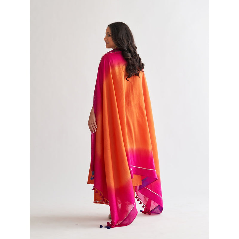 Vaaya The Narangi Silk Chanderi With Handwork Kurta with Palazzo and Dupatta (Set of 3)