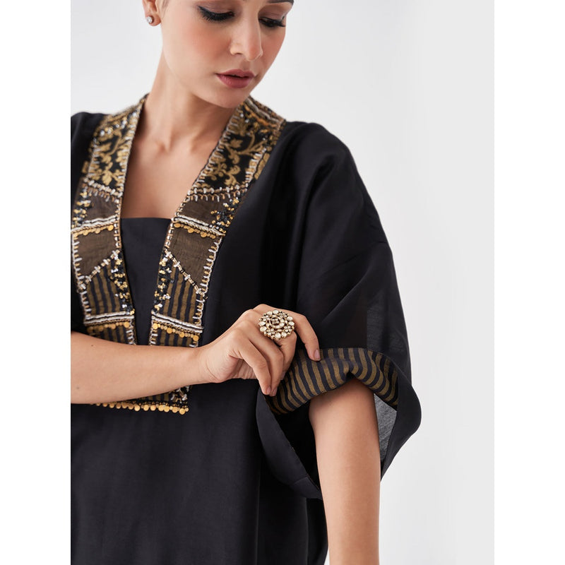 Vaaya The Surmayee Silk Chanderi Ensemble Woven Banarasi Kaftan with Pant (Set of 2)