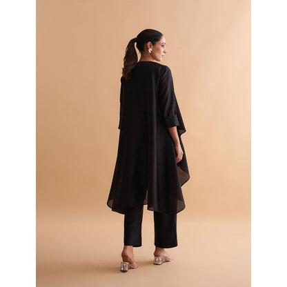 Vaaya The Waterfall Ensemble Jacket with Top and Pant - Black (Set of 3)